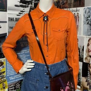 Ariat Orange Embroidered Pearlsnap - Sz S/M